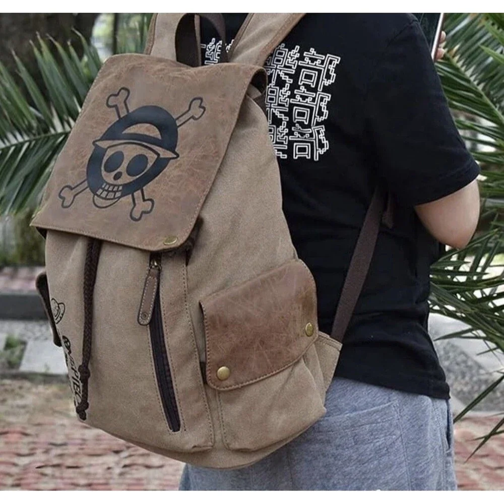 One Piece Straw Hat Crew Monkey D Luffy Japanese Anime Manga Canvas Backpack